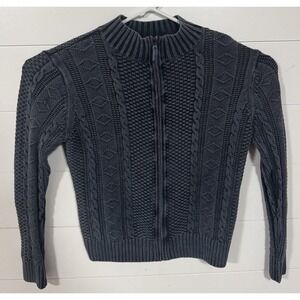 Carbon 2 Cobalt Sweater Mens Size Large Faded Blue Cable Knit Full Zip Cardigan